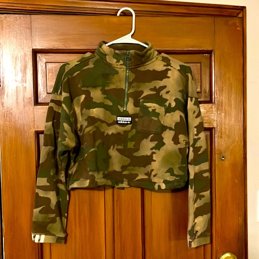 Adidas Camouflage Cropped Sweatshirt